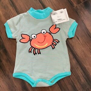 NWT Rumble Tumble Kid’s Boy Crab 🦀 One Piece Size 3-6 Months 100% Cotton